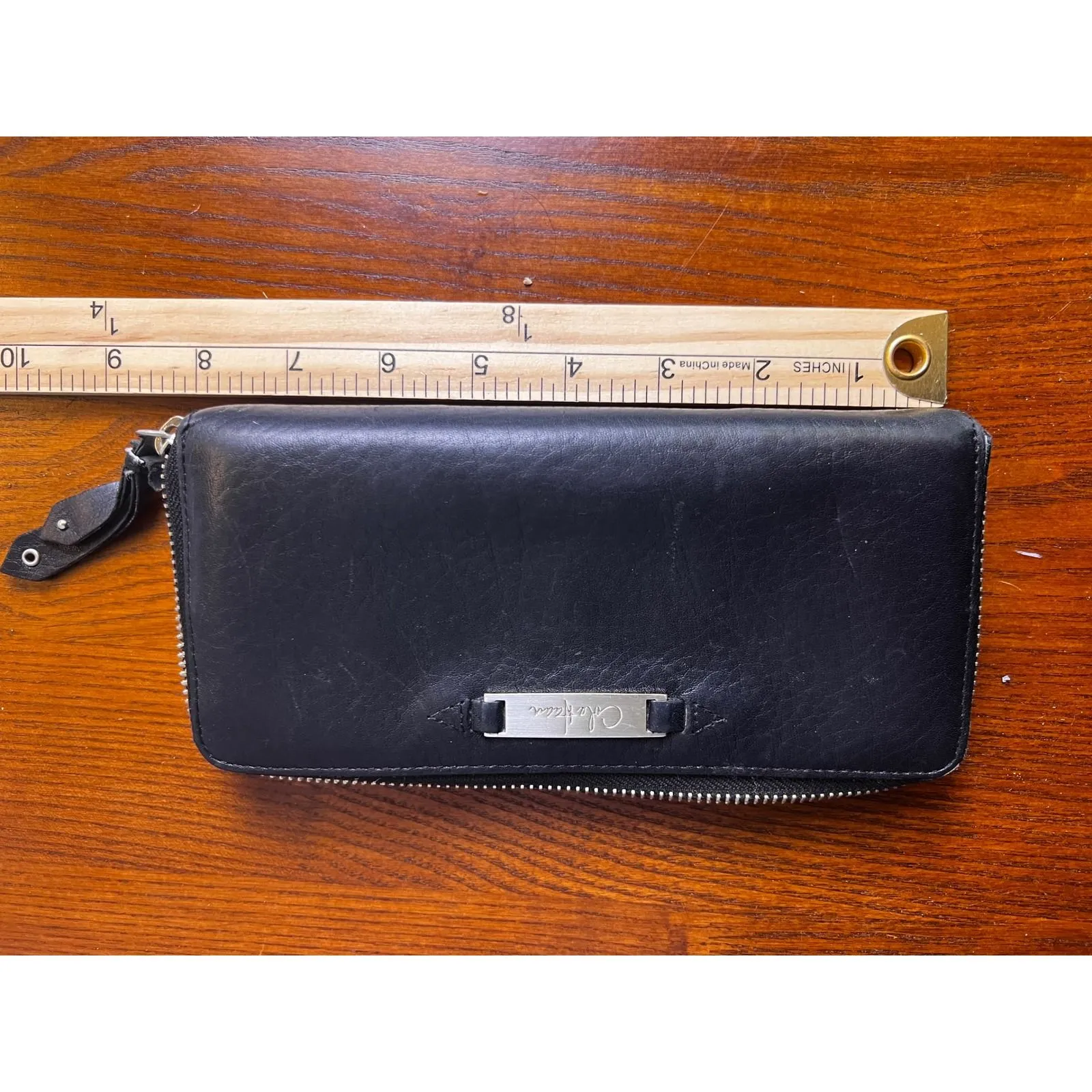 Vintage Cole Haan Leather Zip Around Wallet Clutch Organizer Black Urban Chic‎ - Image 7