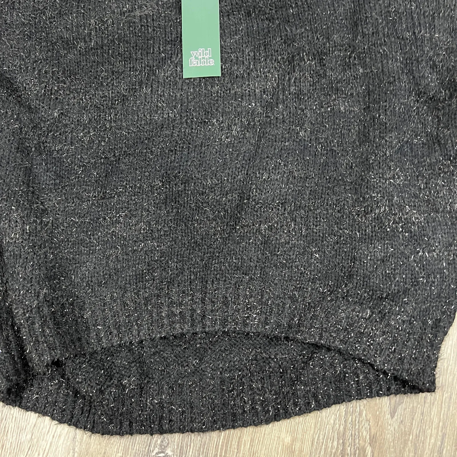 Wild Fable Women's Black Crewneck Long Sleeve Tinsel Sweater - Size Small - NWT - Image 5