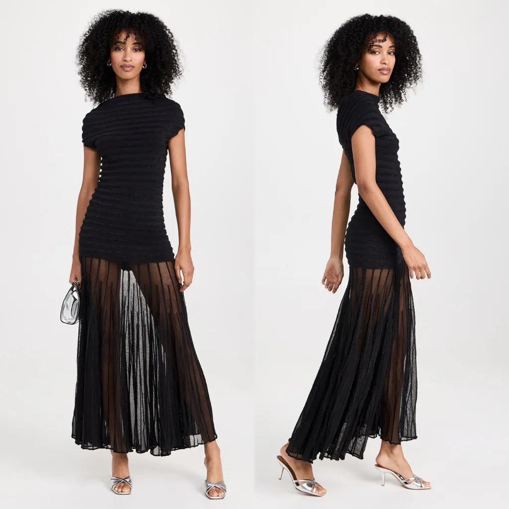 ALEXIS Marce Black Sheer Stripe Maxi Dress Off-Shoulder Size XL NWT - Image 15