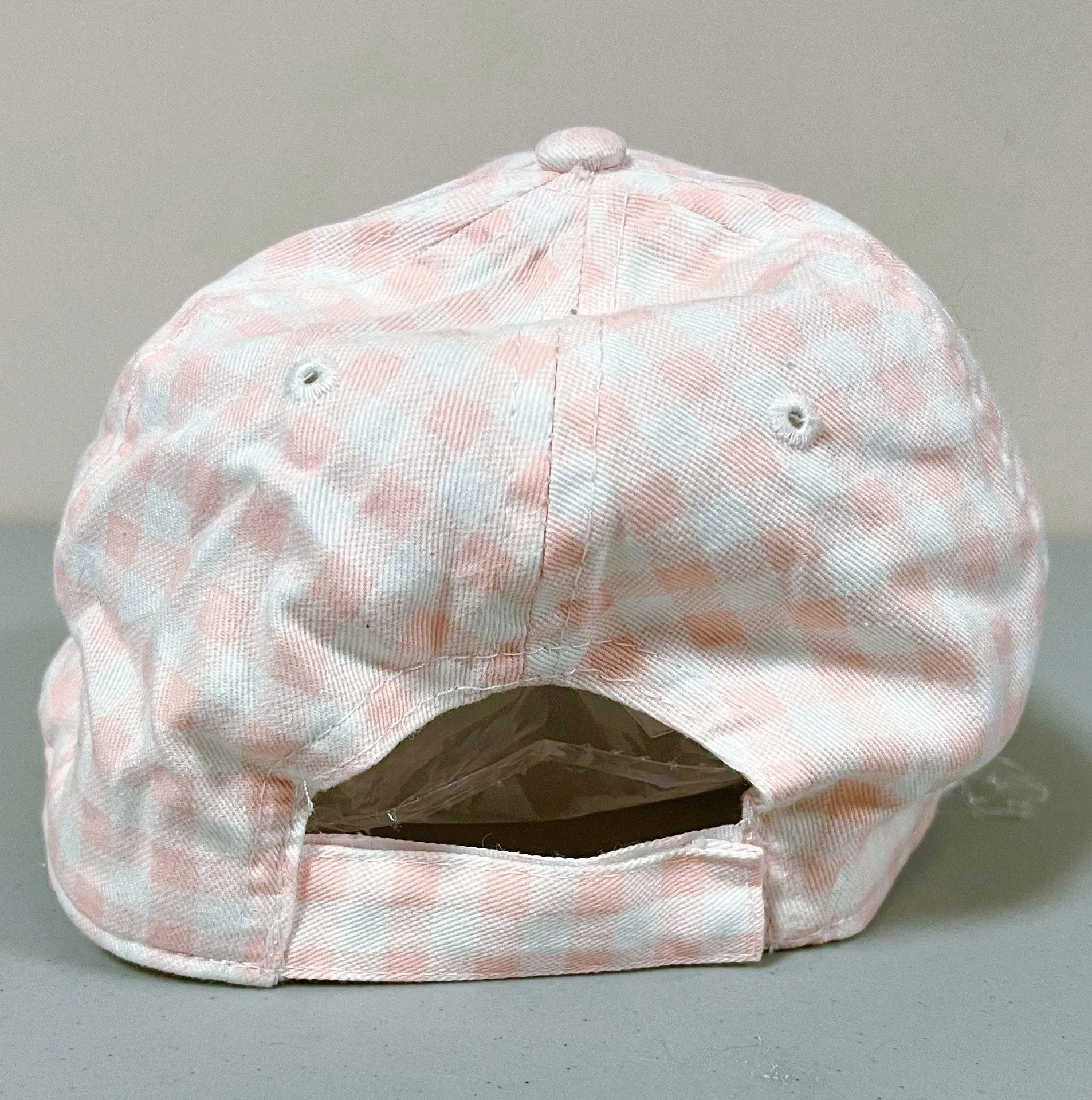 Pink White Pastel Gingham Plaid ‘Waikiki Beach’ Patch Gem Gemstone Rhinestone Studded Baseball Cap Trucker Hat 🌊✨  - Image 2