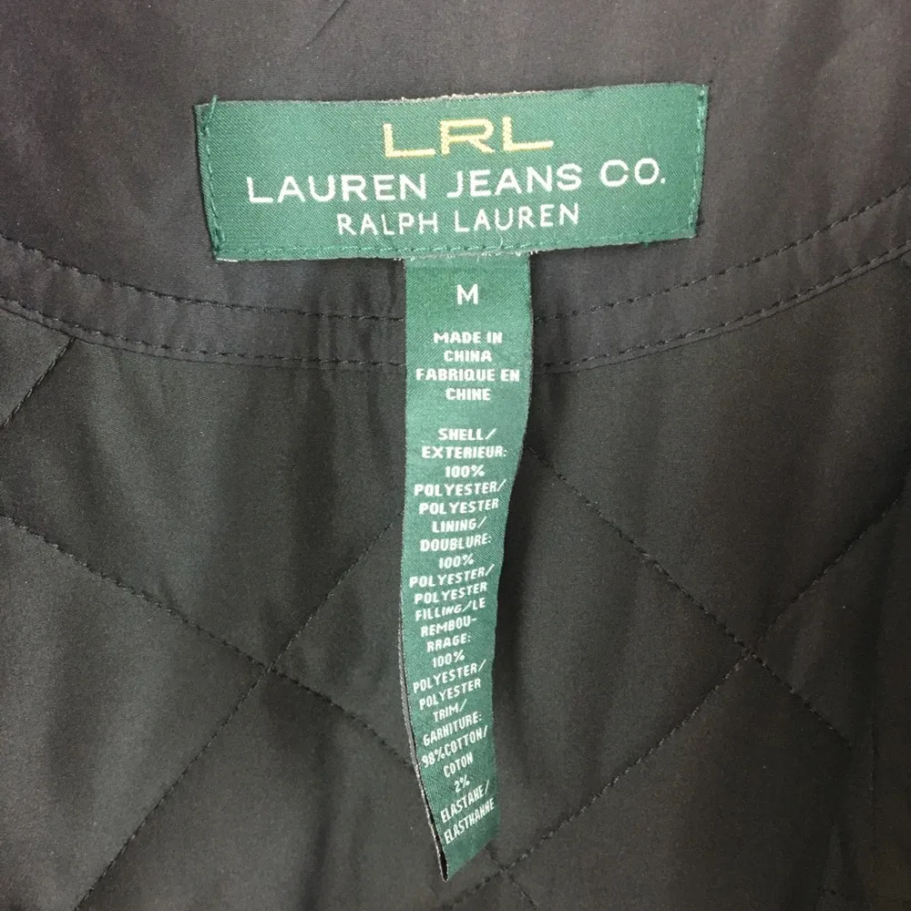 Ralph Lauren Black Quilted Zip Up Sleeveless Utility Vest M - Image 9