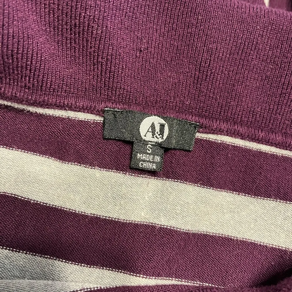 A&J striped long sleeve cowl neck sweater. EUC Purple - Image 7