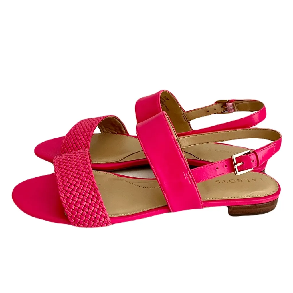 NWOB Talbots Pink Leather ‘Keri Braid’ Woven Slingback Sandals, Size 8.5 - Image 4