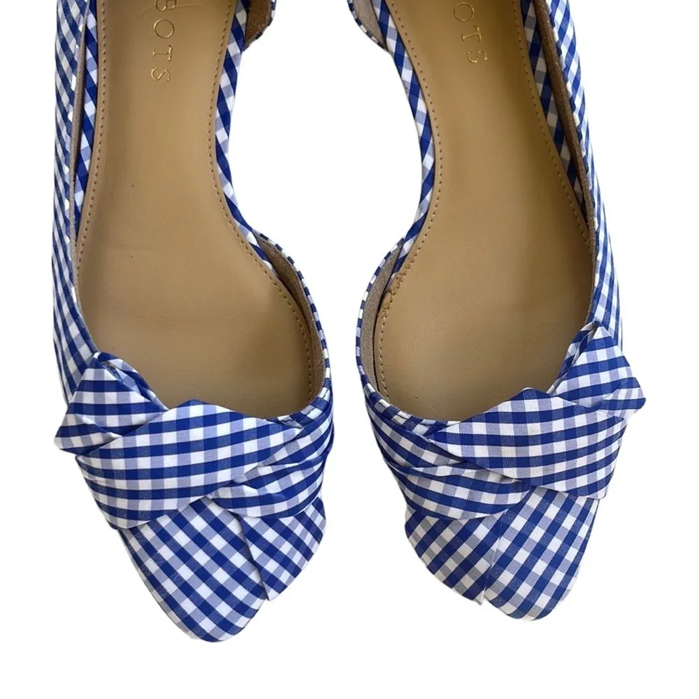 Talbots Like New  Gingham Flats Blue White Size 7 1/2 - Image 2