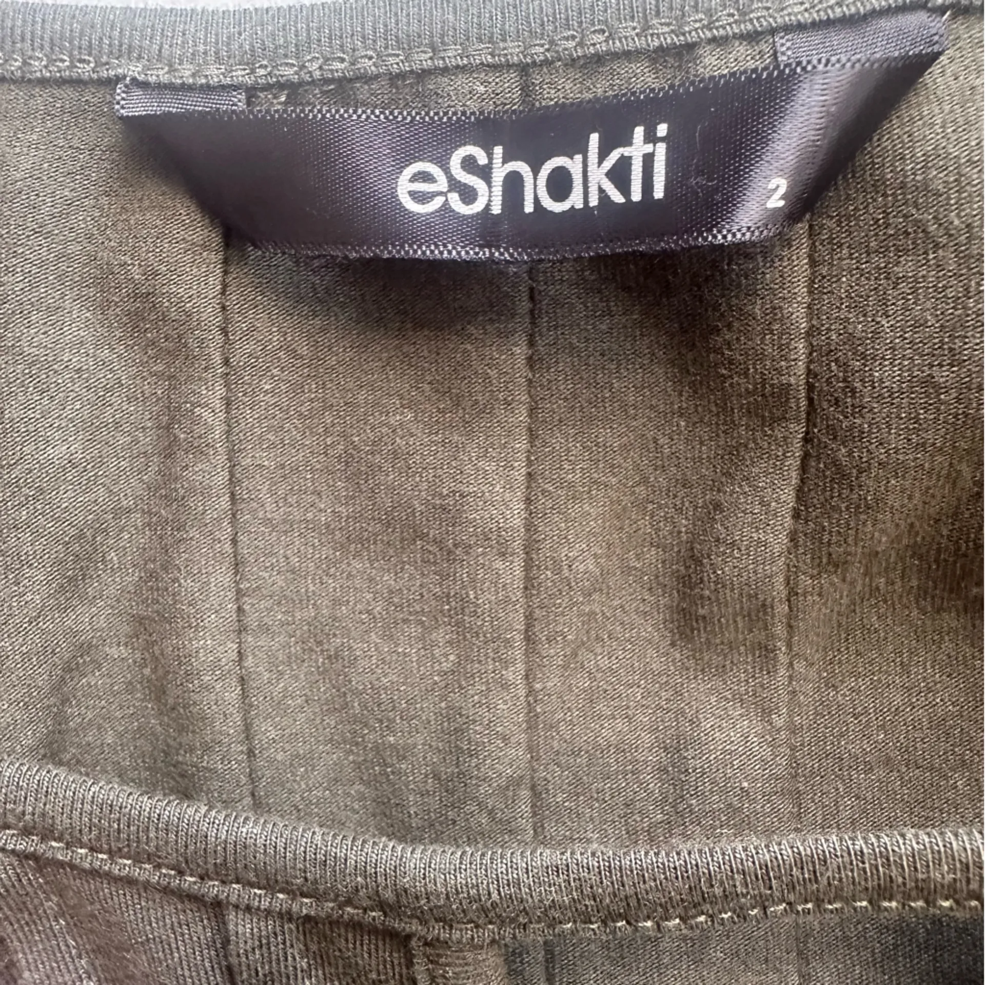 eShakti Olive Green Floral Embroidered‎ Long Sleeve Cotton Blend Boho Blouse - Image 2