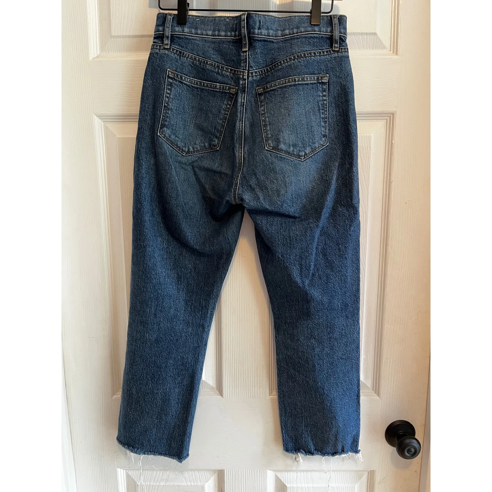 LOFT High Rise Cropped Jeans Distressed Raw Hem Denim Jeans Size 0 - Image 9