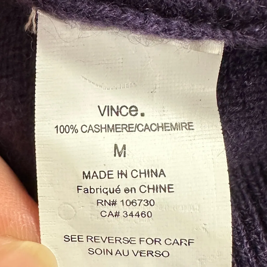 VINCE Purple Cashmere Sleeveless Mock Turtleneck Sweater Size M - Image 5