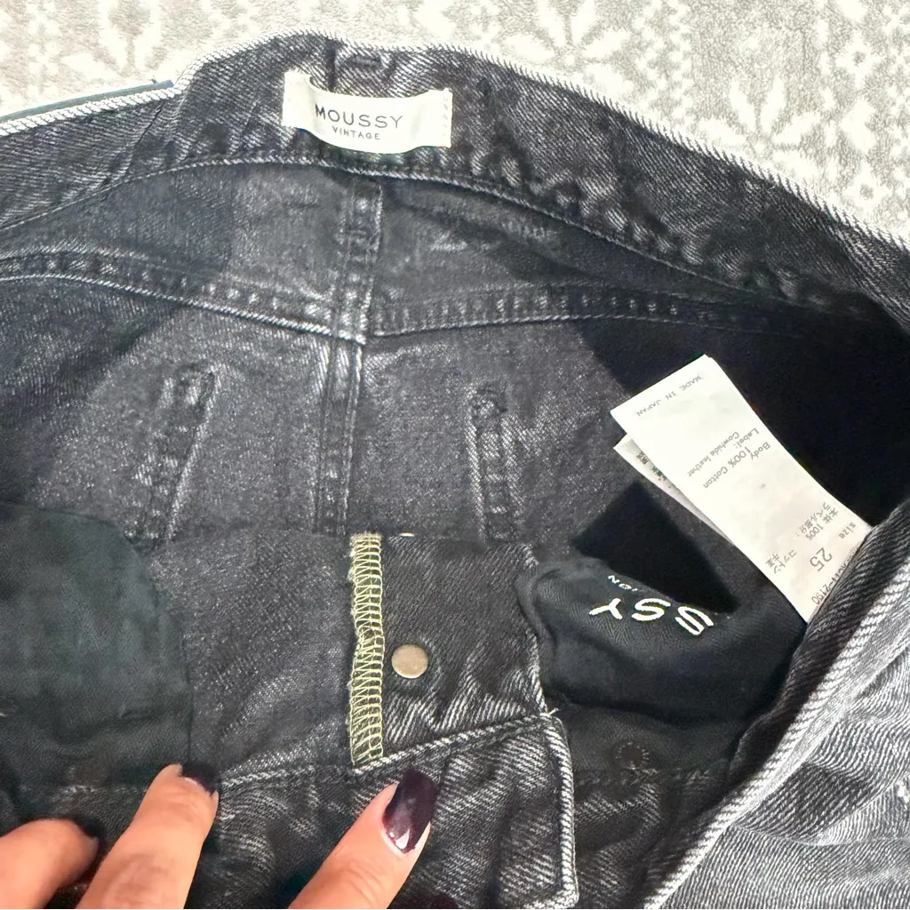 NWOT Moussy Vintage Diana Skinny Distressed Designer Jean‎ Washed Black Size 25 - Image 10