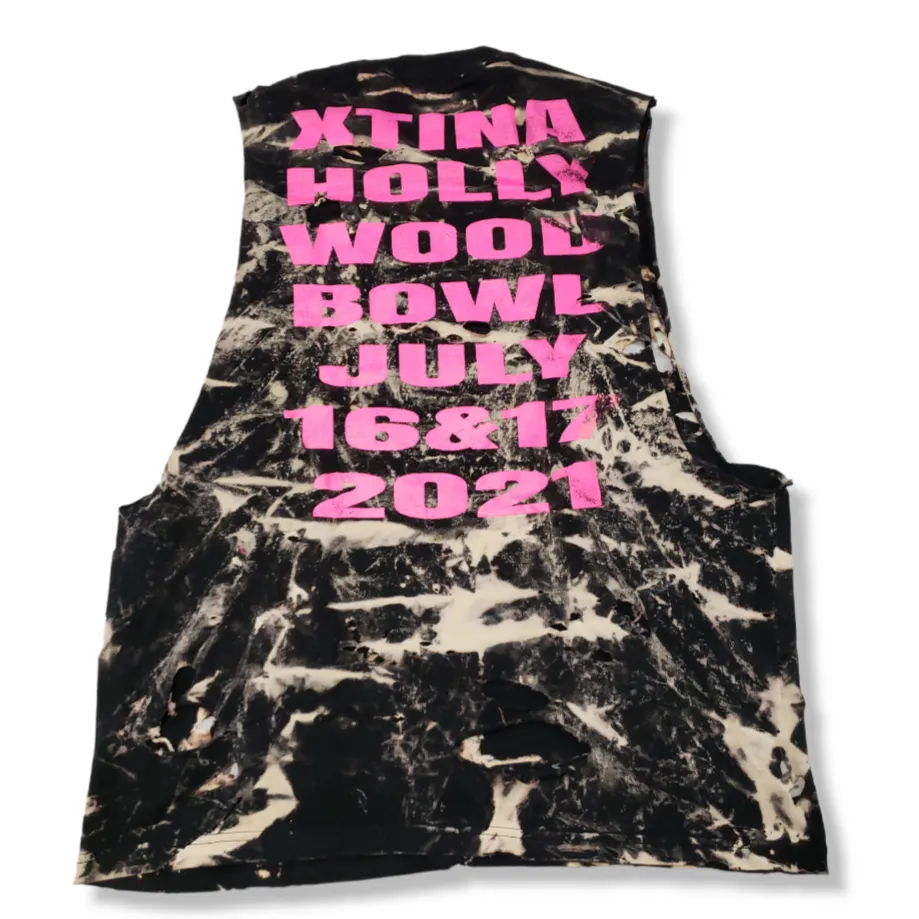 Alstyle Apparel  Christina Aguilera Shirt Size XL 2021 Hollywood Bowl Concert Destroyed Ripped Torn Distressed Graphic Tee  - Image 2