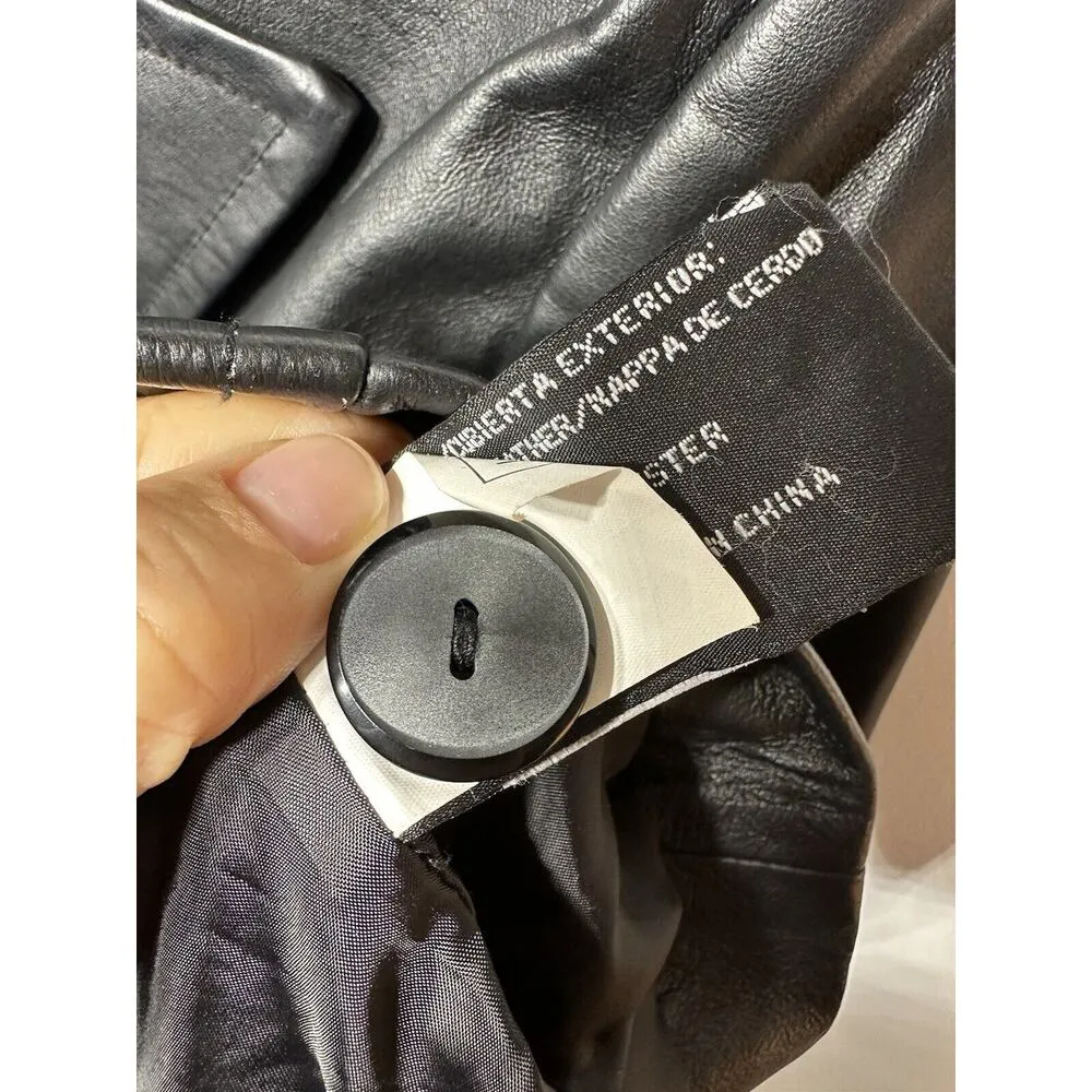 Women's Worthington Brand Black Leather Button Up Jacket RN 93677 Size Medium - Image 5