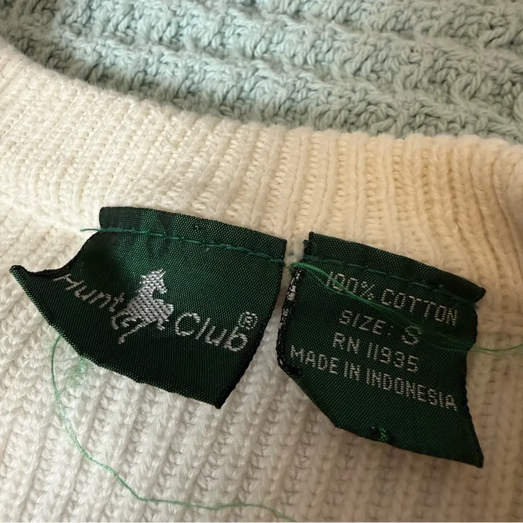 Vintage Hunt Club Cardigan Sweater Womens Small Cream Grandpa Fisherman Chunky - Image 4