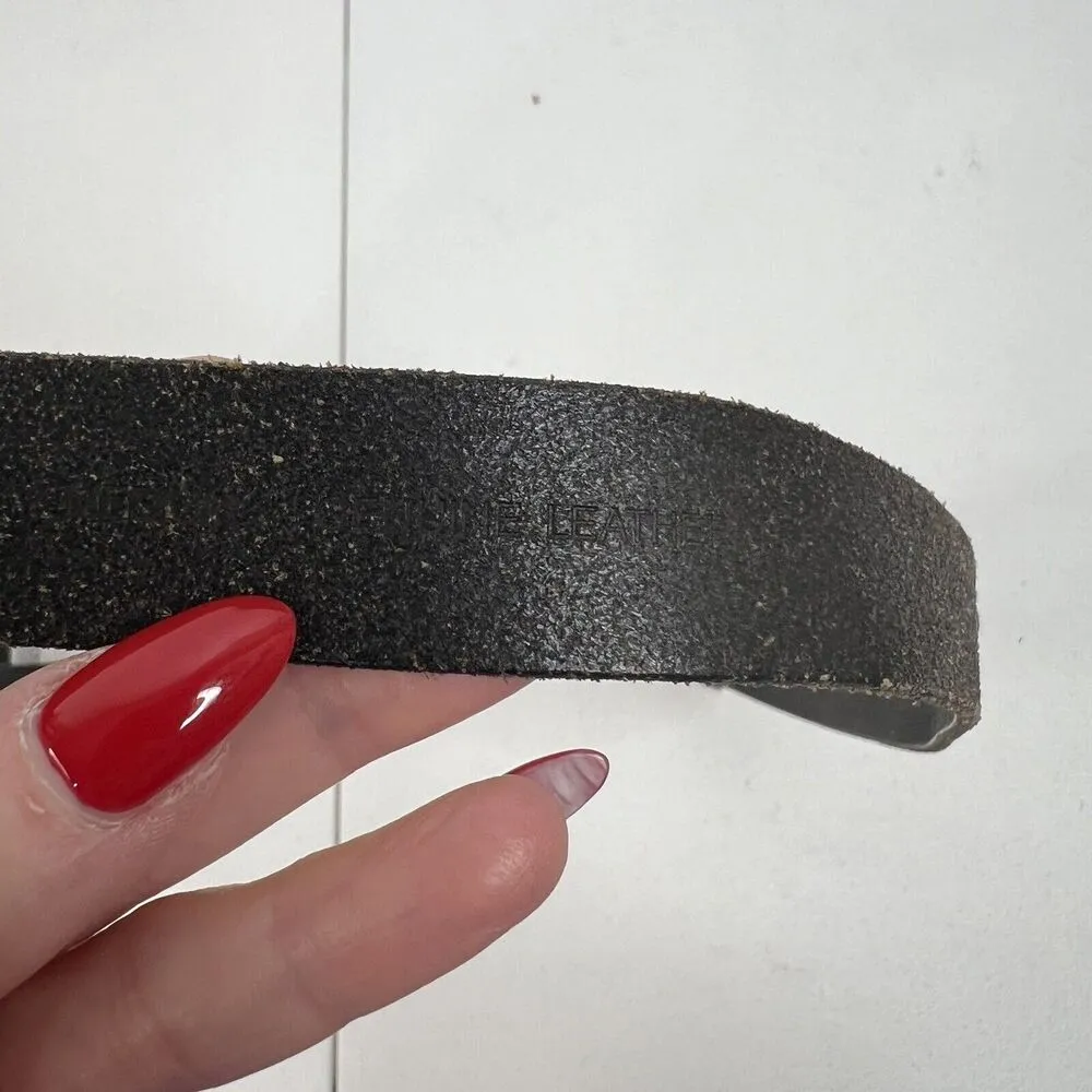 Michael Kors Size M Belt Black Brushed Leather Distressed Adjustable Silver Tone - Image 8