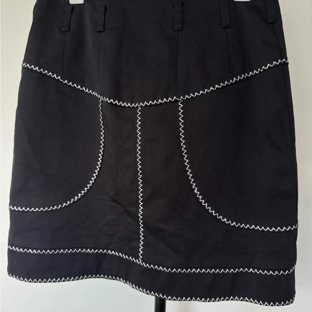 Per Se Black Pencil Skirt With Silver Accents‎ And Mirror-Like Buttons Size 4 - Image 7