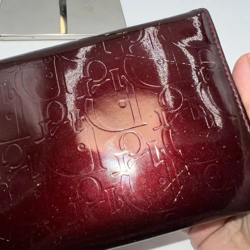 Christian Dior Vintage Trotter Burgundy Patent Leather Wallet - Image 9