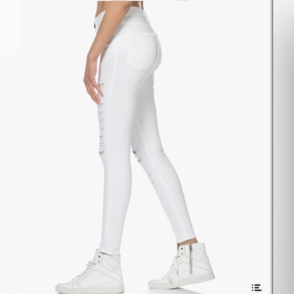 FRAME Le Skinny de Jeanne Ripped Distressed Skinny Jeans White Casual Size 26 - Image 3