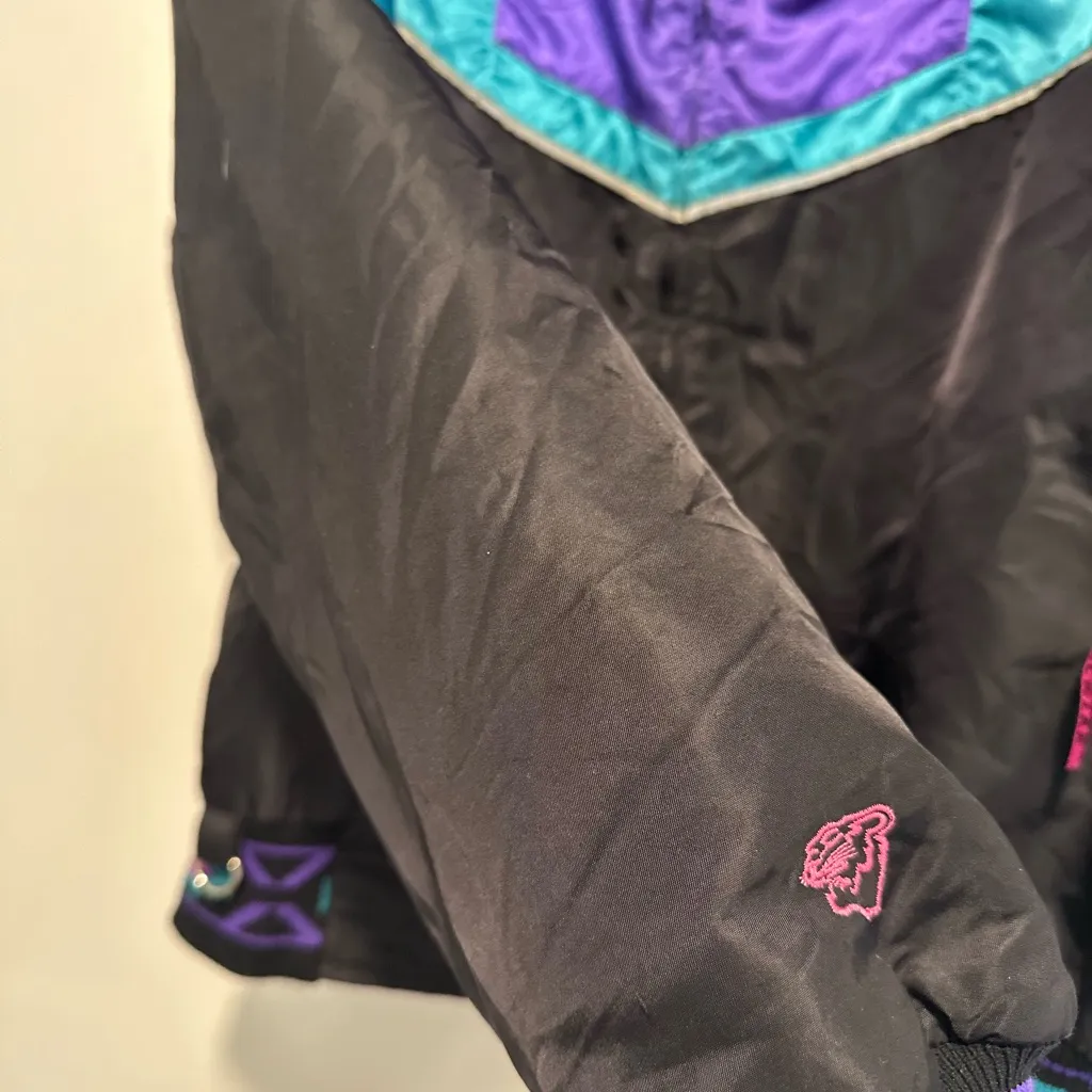 Vintage 80s 90s Arctic Cat Snowmobile Ski Thinsulate Lined Satin Zip Jacket. Purple Size M - Image 11