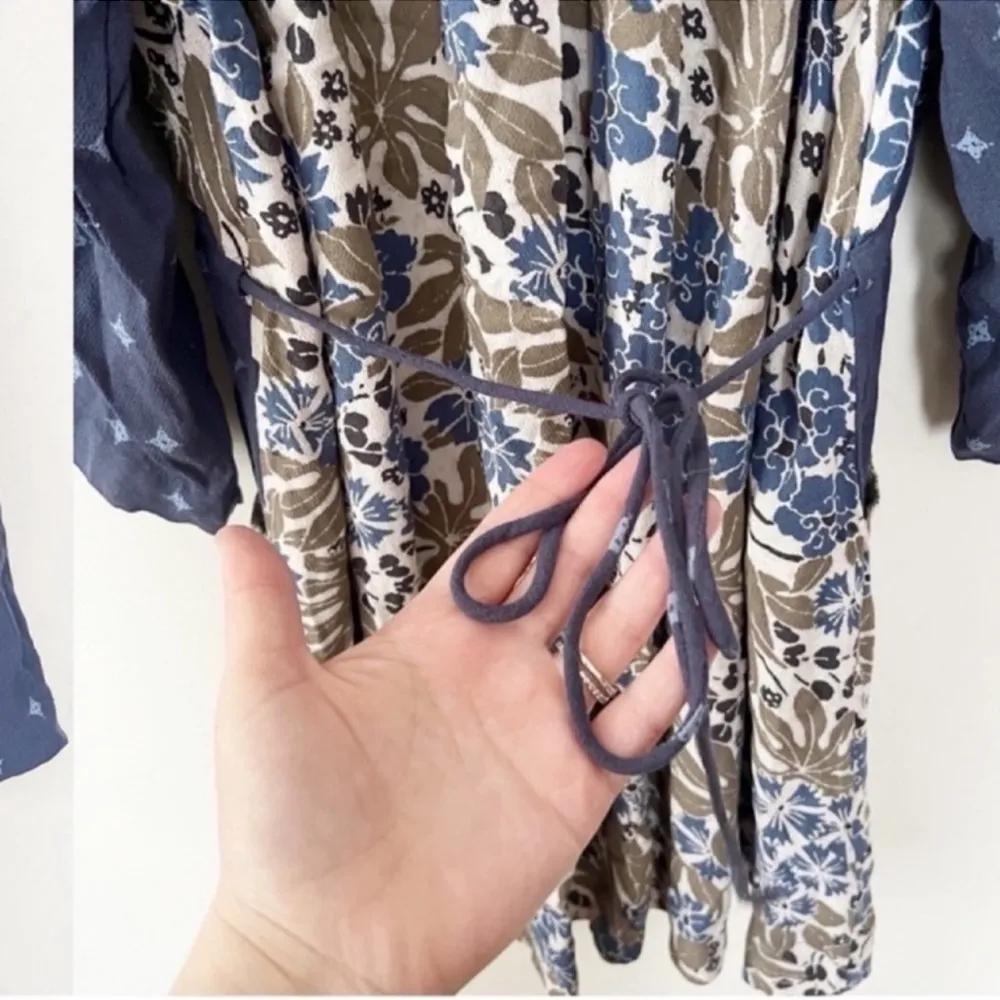 Talulla Floral Boho Printed Mini Dress Blue Size XS Deep V-neck - Image 9