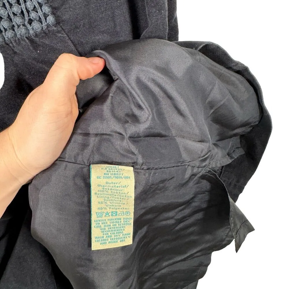 Boden Cord Corduroy Navy Blue Crochet Shift Dress Career Side Zip Womens 8 - Image 5