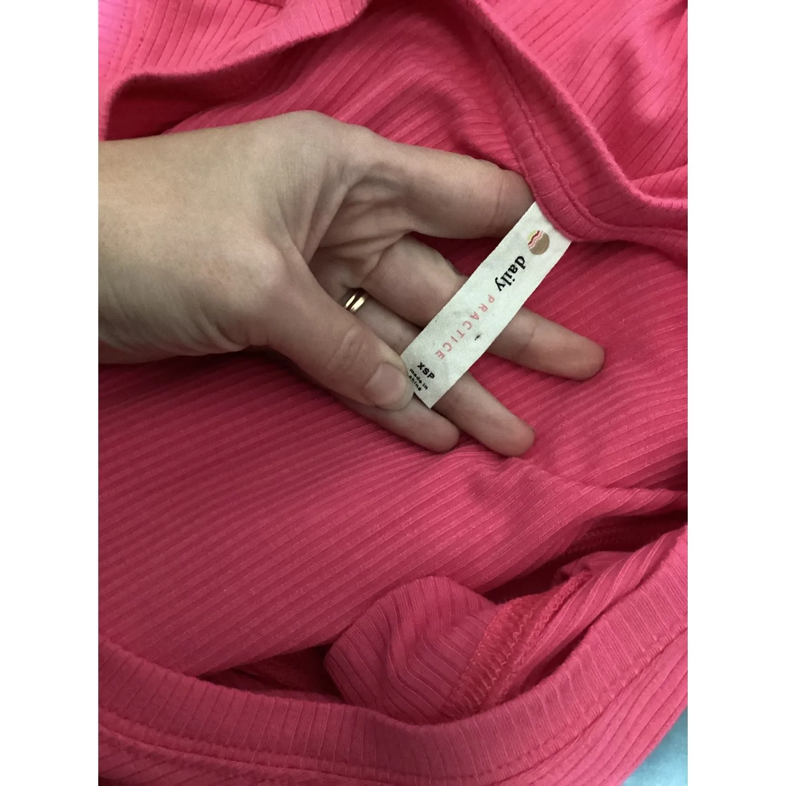 Daily Practice Ribbed Ruched V Neck Midi Dress Hot Pink XSP Size undefined - Image 6