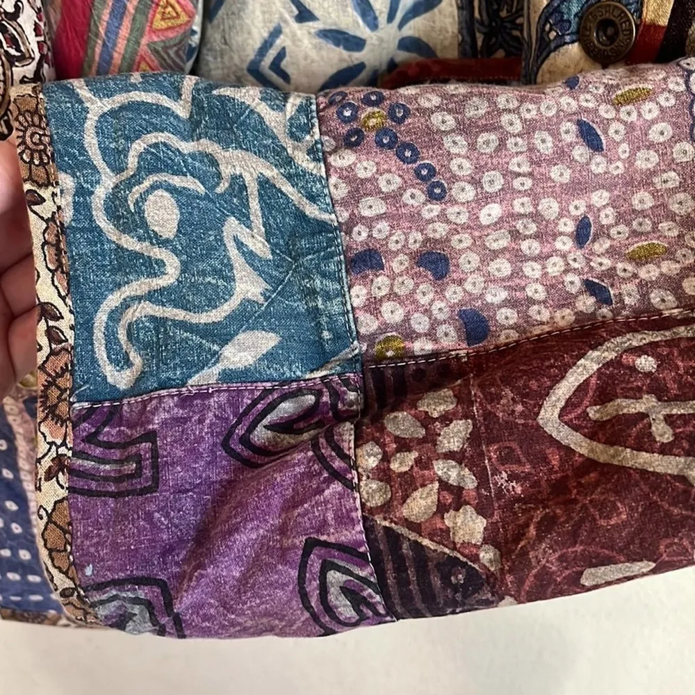 Sacred Threads Womens Patchwork Jacket XL Shabby Chic Quilted Boho Elephant Vtg - Image 8