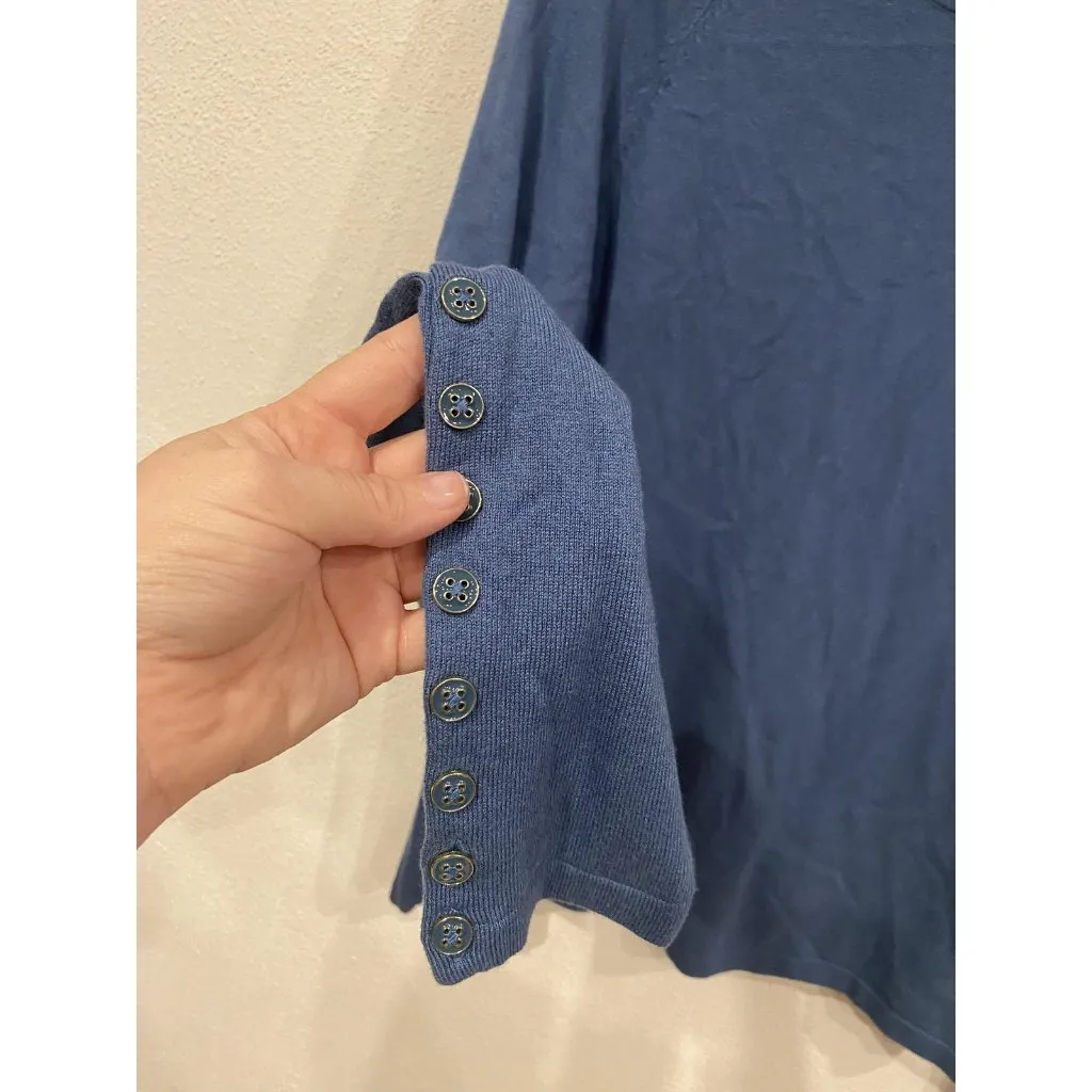 J McLaughlin Sweater Womens Large Blue Button Cuff Raglan Crewneck Pullover Knit - Image 3