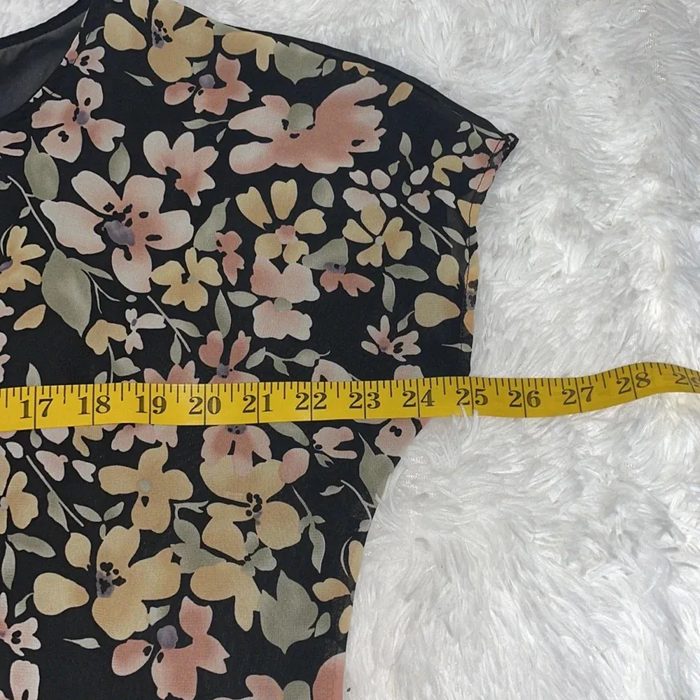 Lush High Low Floral Blouse Semi Sheer - Image 2