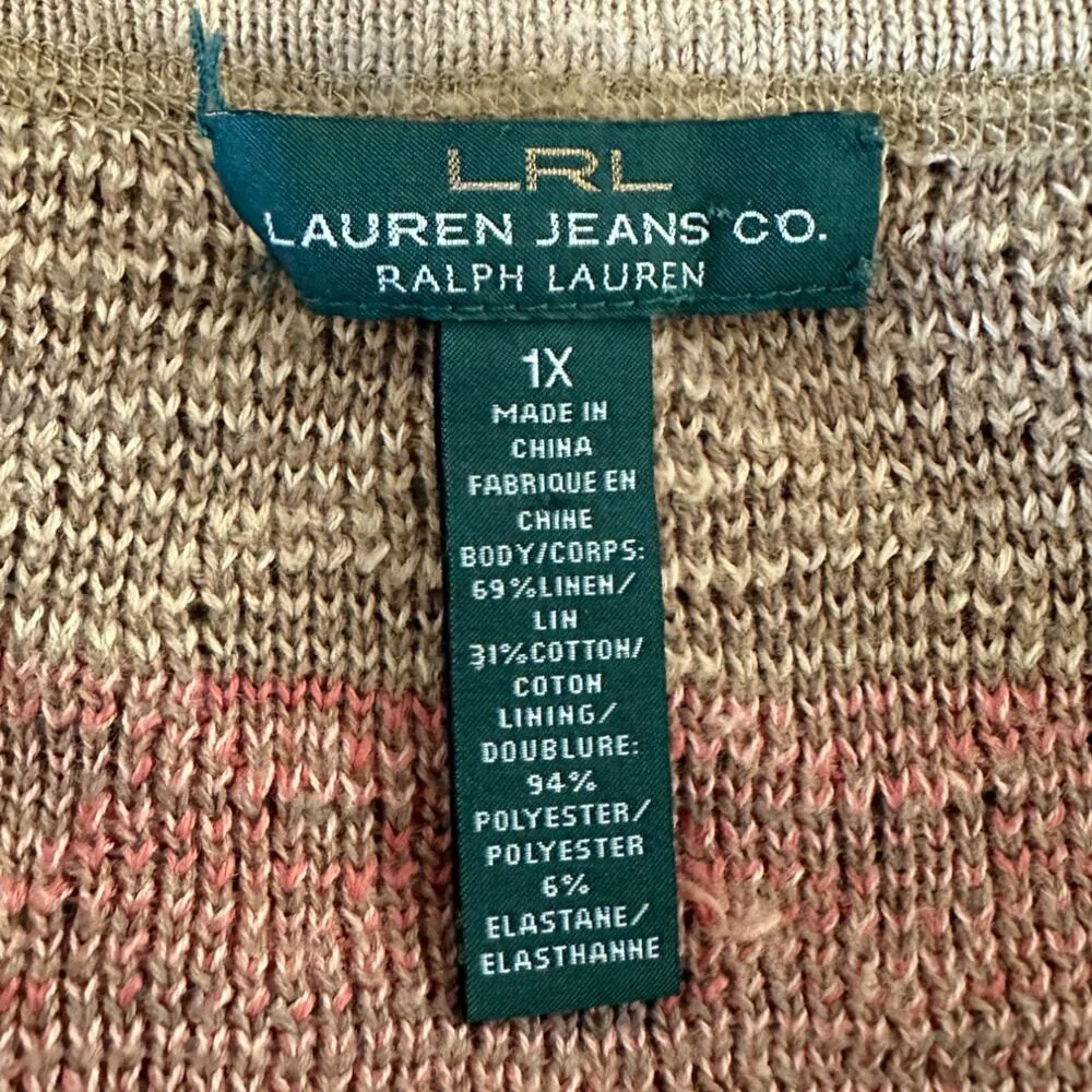 Ralph Lauren | 1X | Linen Cotton Textured Knit Aztec Sleeveless Sweater Dress - Image 2