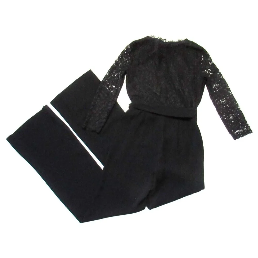 NWT Diane Von Furstenberg DVF Marlowe in Black Lace Bodice Jumpsuit 4 $598 - Image 10