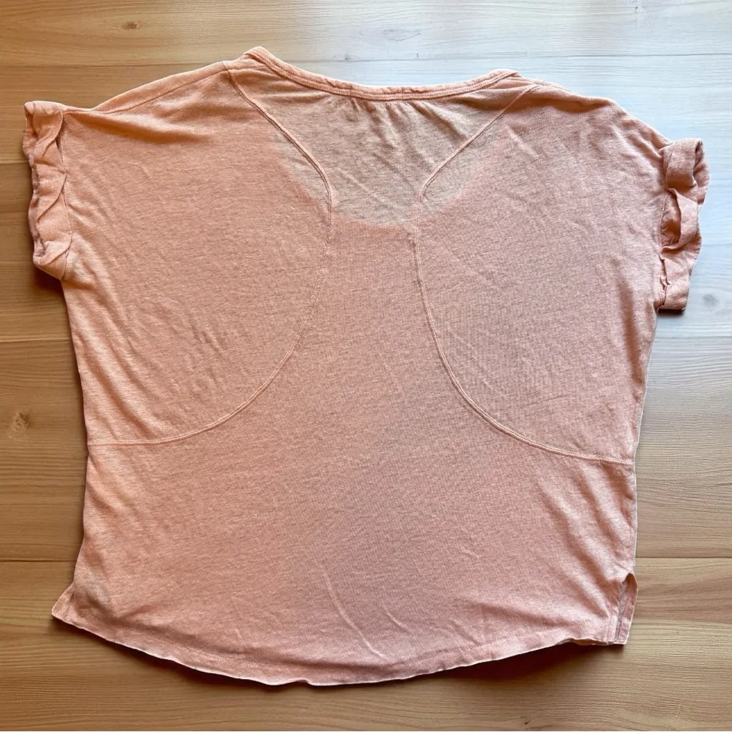 RAG & BONE Lottie Slub Knit Linen Tee – Pale Pink Peach – Raw Hem – XS - Image 7