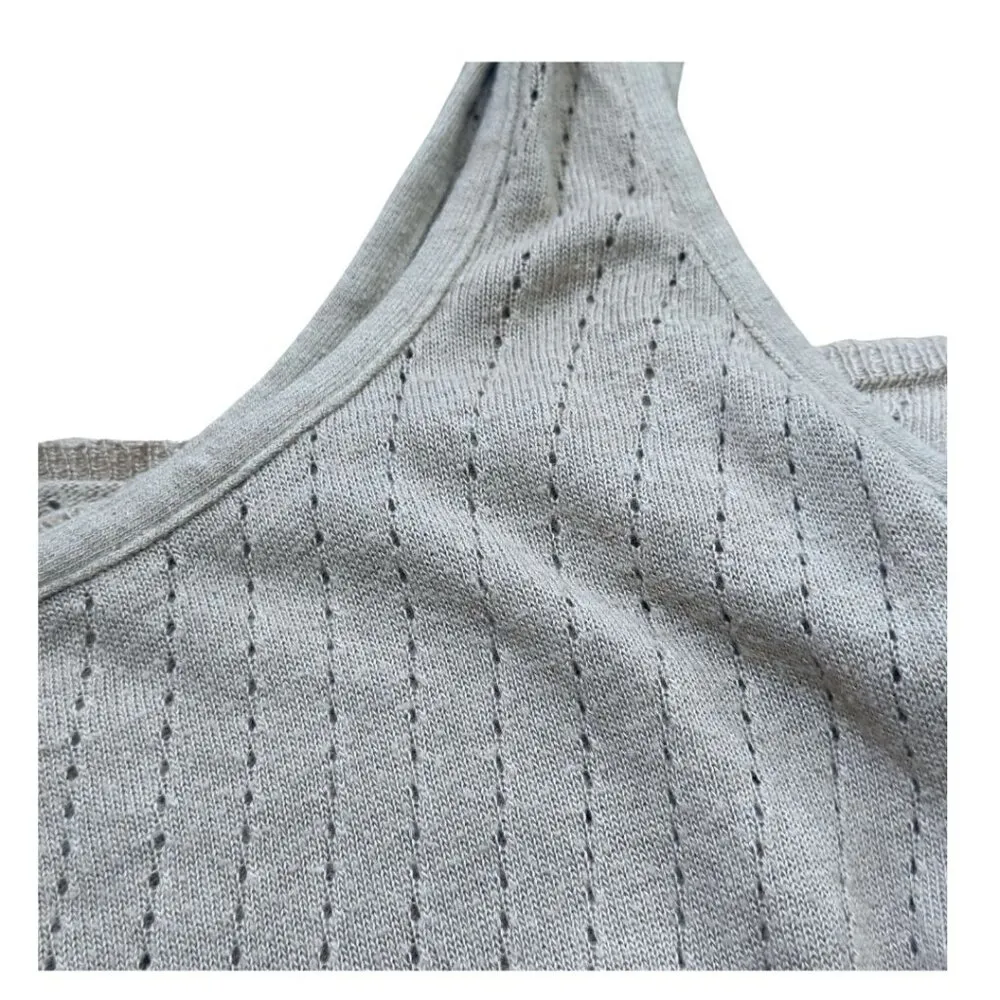 American Apparel Nude Beige Pale Pink Pointelle Knit Tank Top Size Large - Image 7