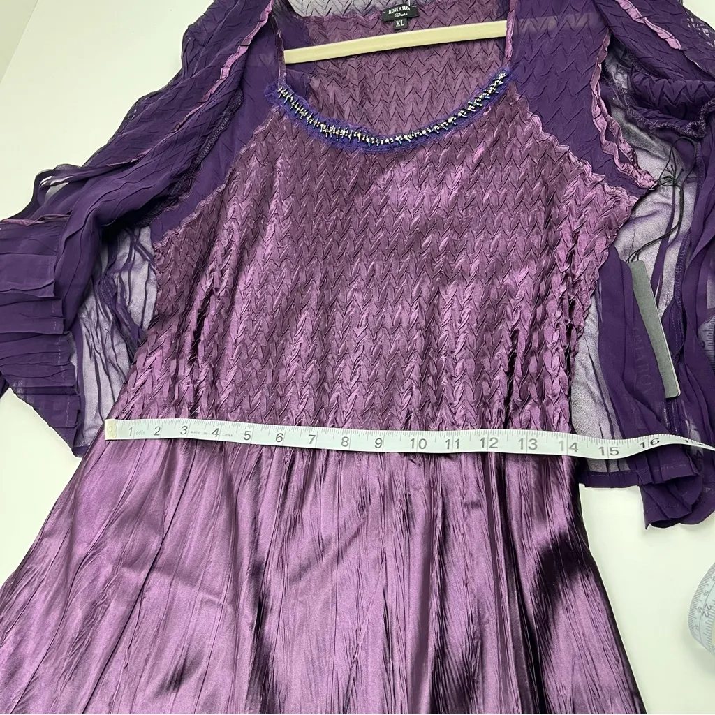 Komarov Ombré Tiered Hem‎ Cocktail Dress & Chiffon Jacket Purple Womens XL NEW - Image 11