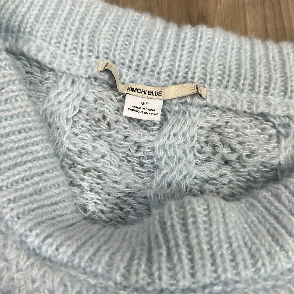 Urban outfitters kimchi blue knit crochet baby blue blossom rosette mini skirt - Image 4