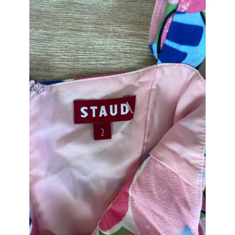 Staud Chiquita Floral Peach Print Mini Dress Size 2 - Image 4