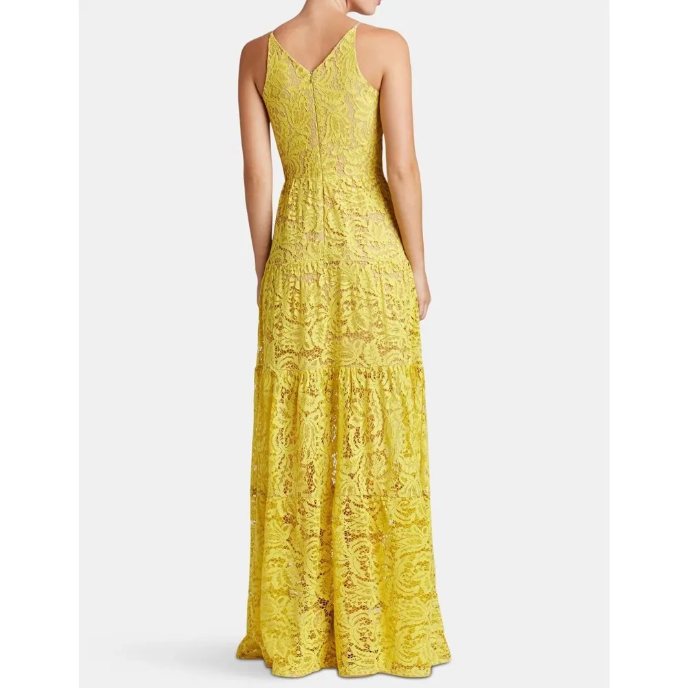 Dress the Population Melina Canary Yellow Lace V-Neck Sleeveless Maxi Dress NWT - Image 2