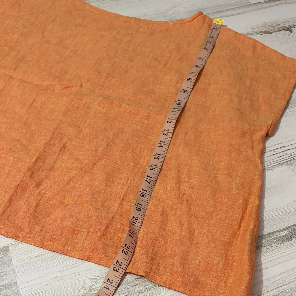 bryn Walker Vibrant Orange Linen Blouse size small - Image 10