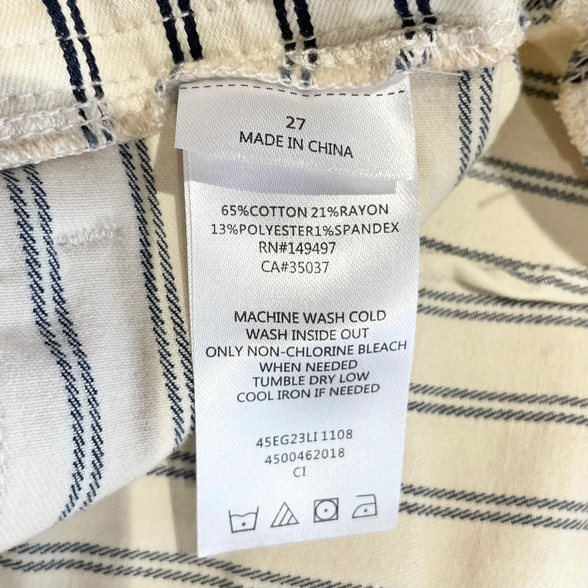 New  Striped Wide Leg Crop Pants Chelsea Cream Indigo - Image 18