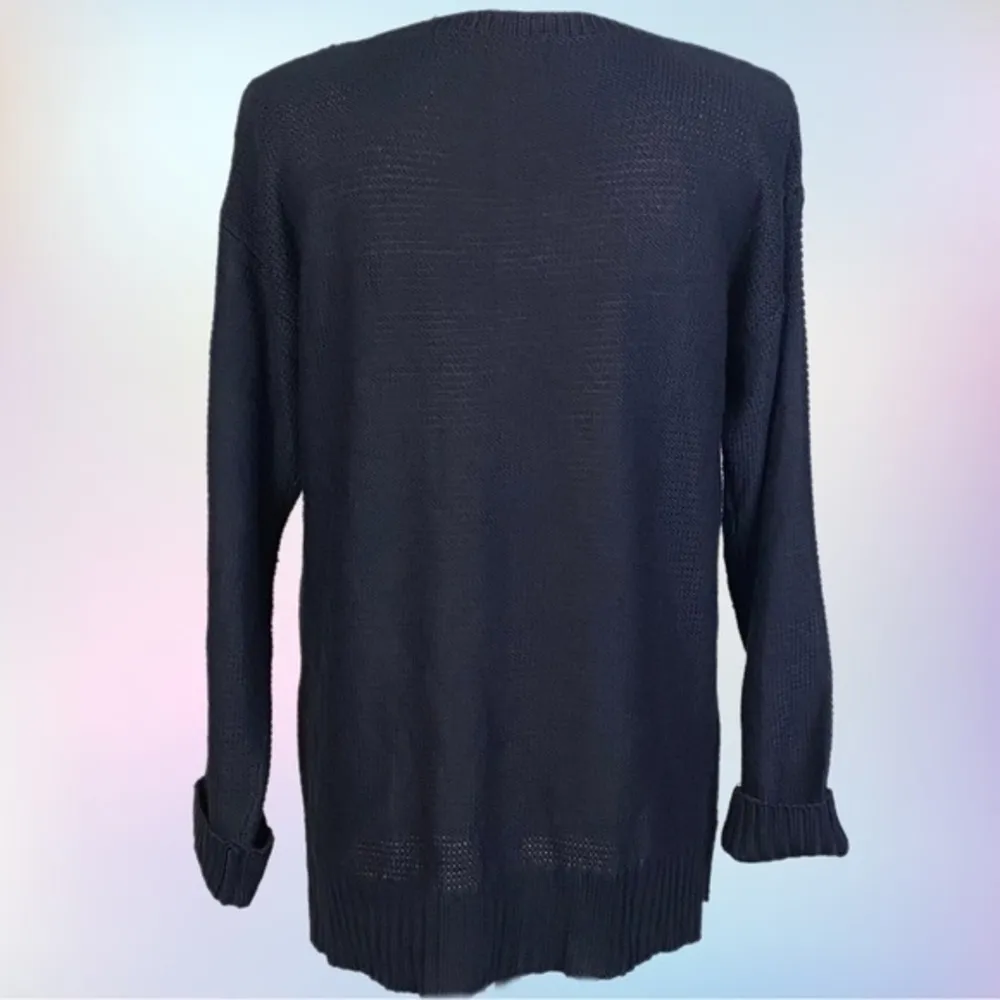 JOE FRESH navy knit sweater with a wide cable knit stripe in front. Large. EUC - Image 5