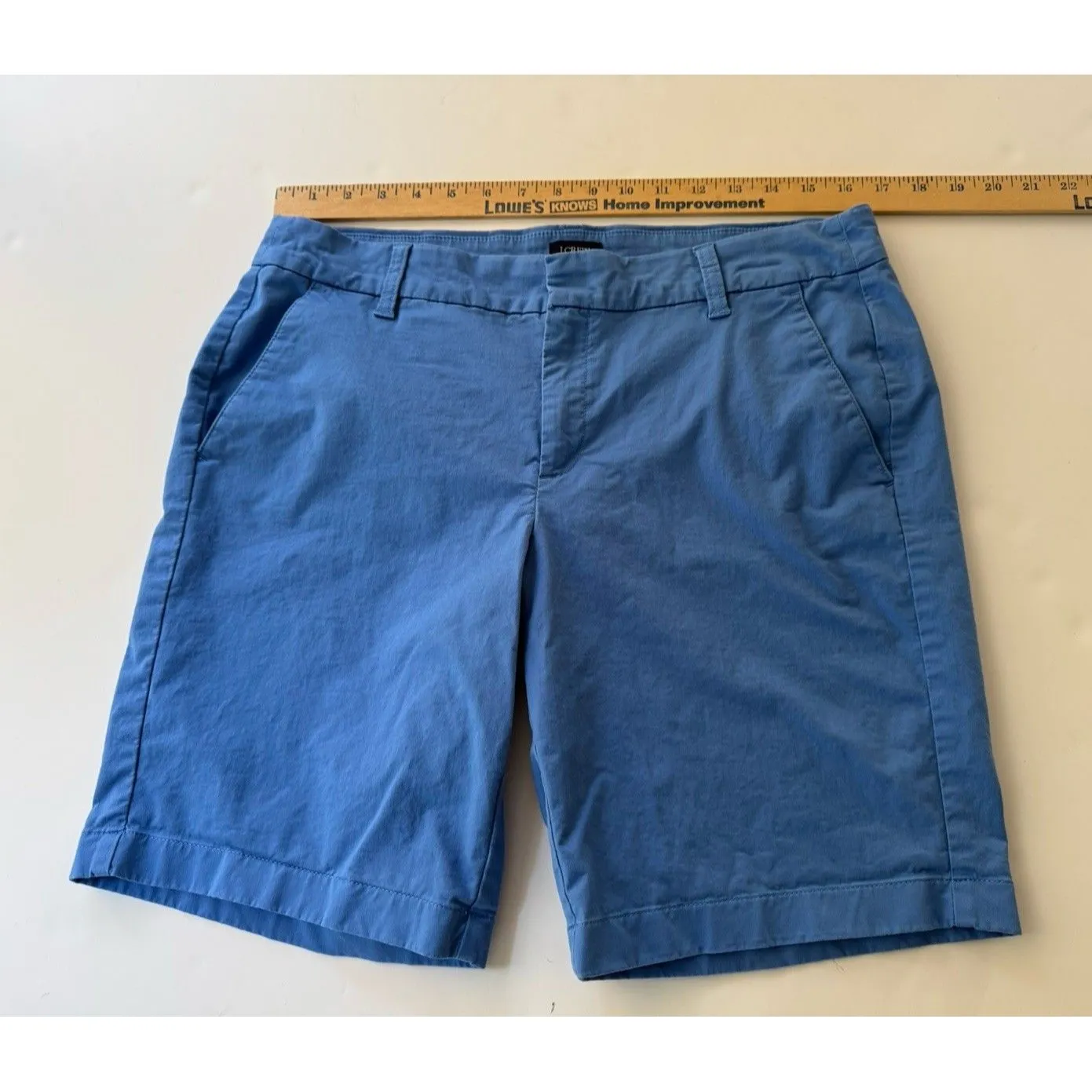 J.Crew Short Women's 10 Blue Chino Flat Front Pockets Cotton Blend 8.5” Inseam - Image 4