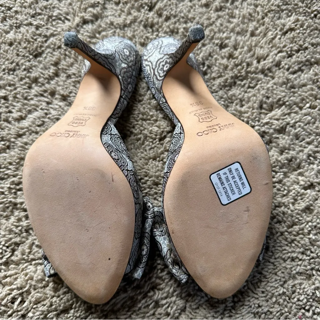 Vintage Jimmy Choo kerala brocade mules with encrusted crystals bow size 38 1/2 - Image 7