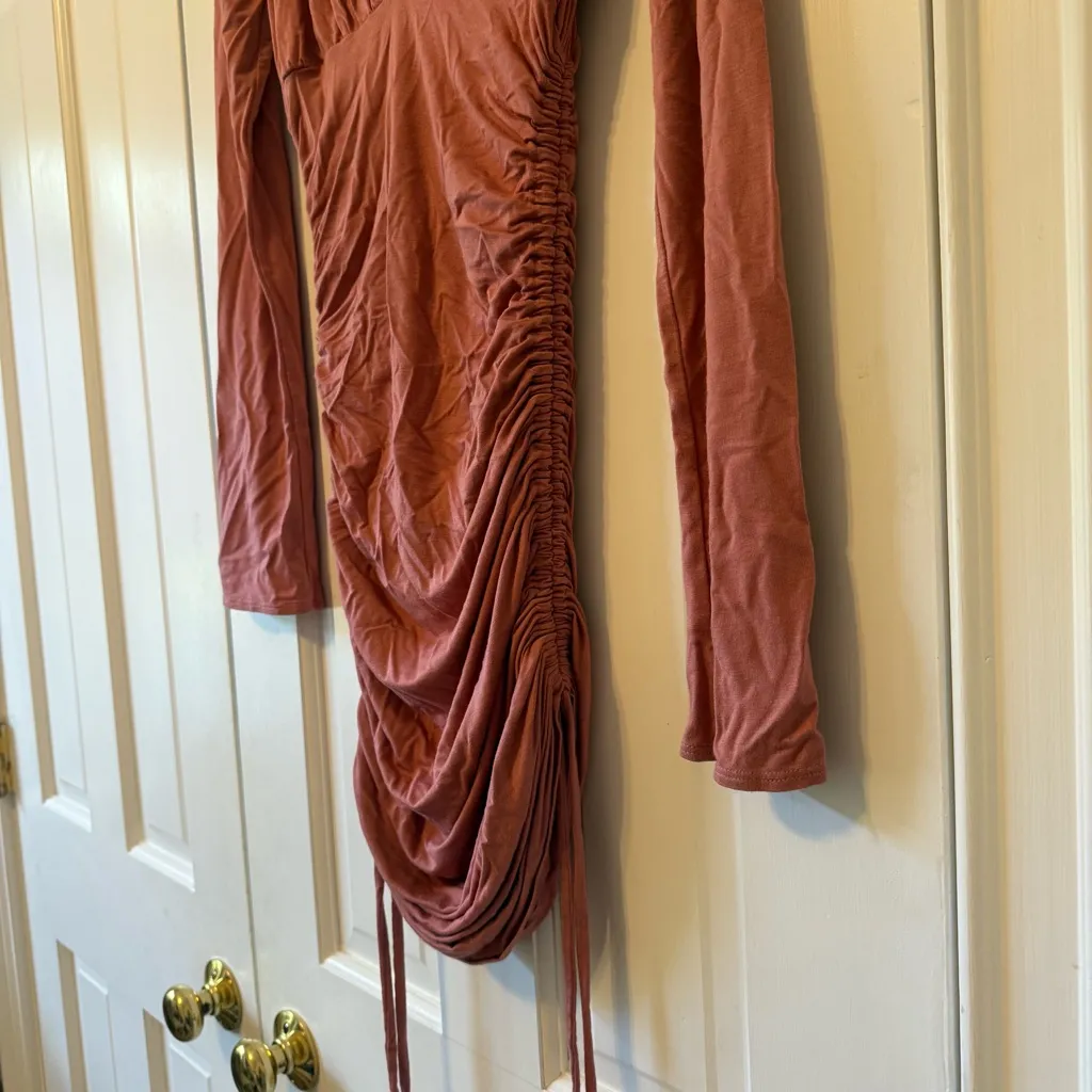 Lovers + Friends Willow Ruched Long Sleeve Mini Dress in Rose Pink Size XS - Image 8