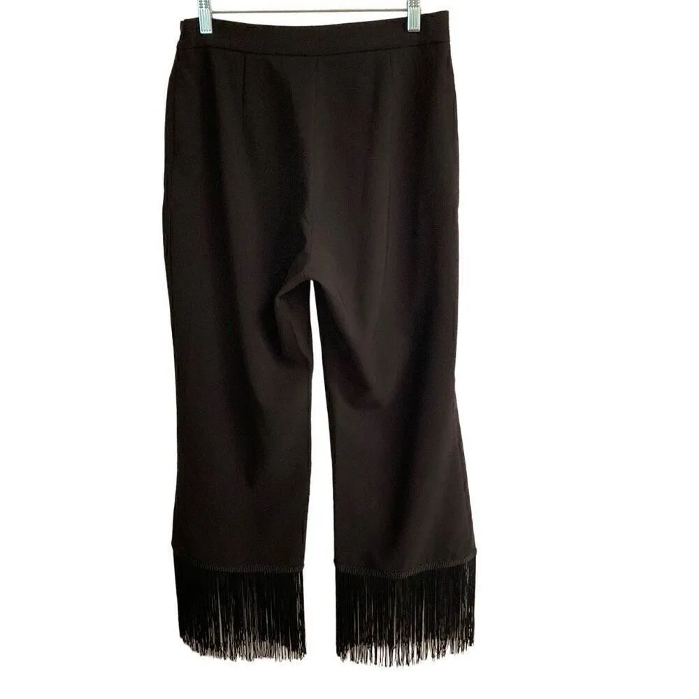 Lulus Catch a Crutch black fringe crop womens pants L - Image 4