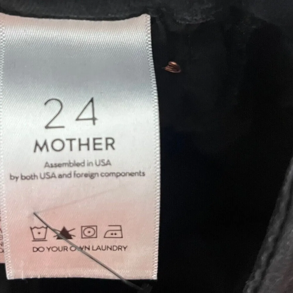 MOTHER Looker High Waisted Skinny Jeans Guilty Party Tuxedo Stripe Women’s 24 Black - Image 14