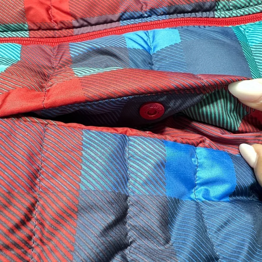 Plaid multicolors women's vest jacket coat red blue casual winter fall size XS - Image 14