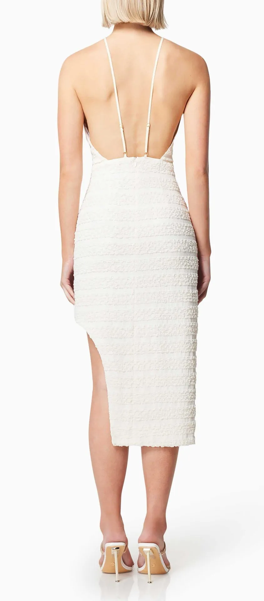 ELLIATT Ravish Textured Stripe Open Back Dress in Ivory - Image 2