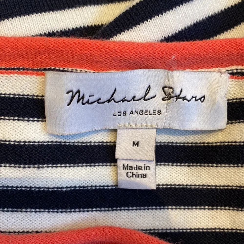 Michael Stars navy striped cotton sweater medium - Image 4