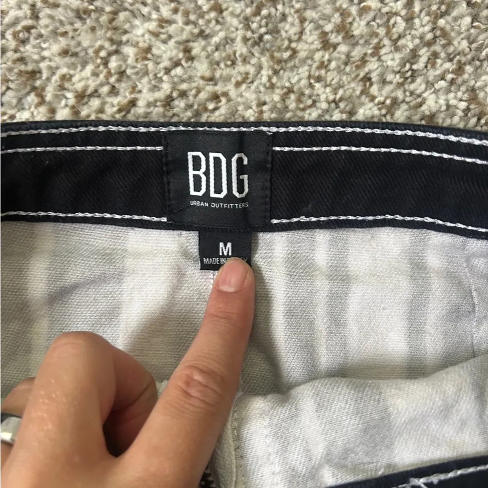 BDG Ruby Striped Zip-Front Skirt Denim Black White Monochrome Mini Skirt Medium - Image 4