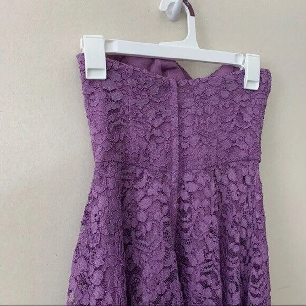 David’s Bridal Strapless Lace Dress With Full Skirt Wisteria F16010 Bridesmaid 0 - Image 6