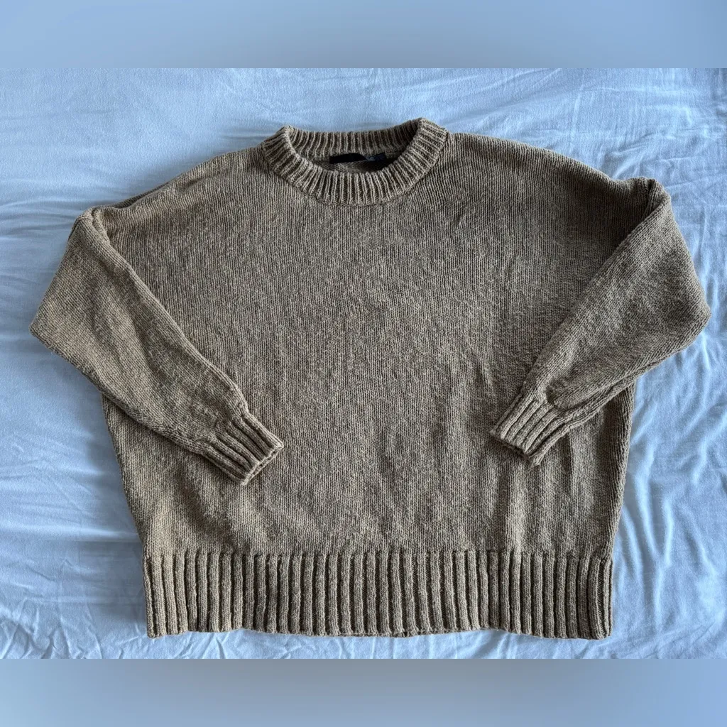 Jenni Kayne Cruise Boyfriend Sweater in Safari Brown Chunky Linen Blend Size M Size M - Image 4