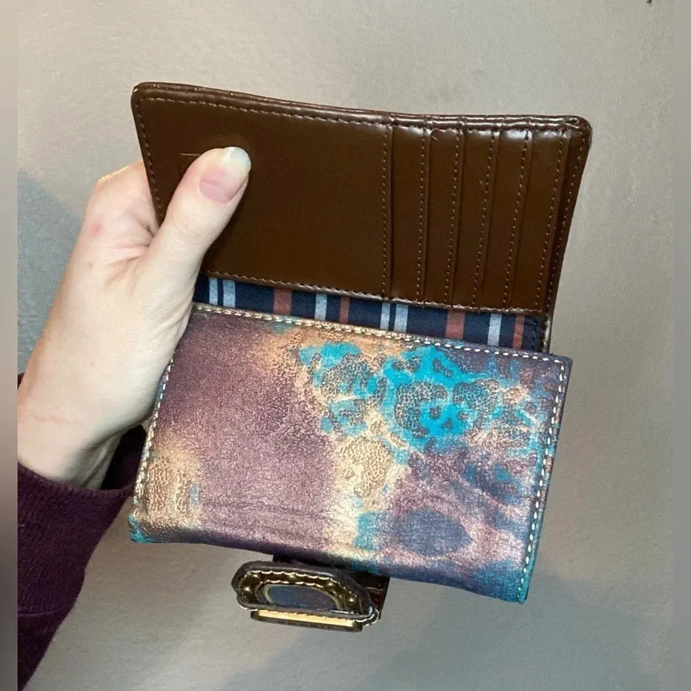 NWOT Sharif Metallic Blue and Purple Leather Tri - Image 11