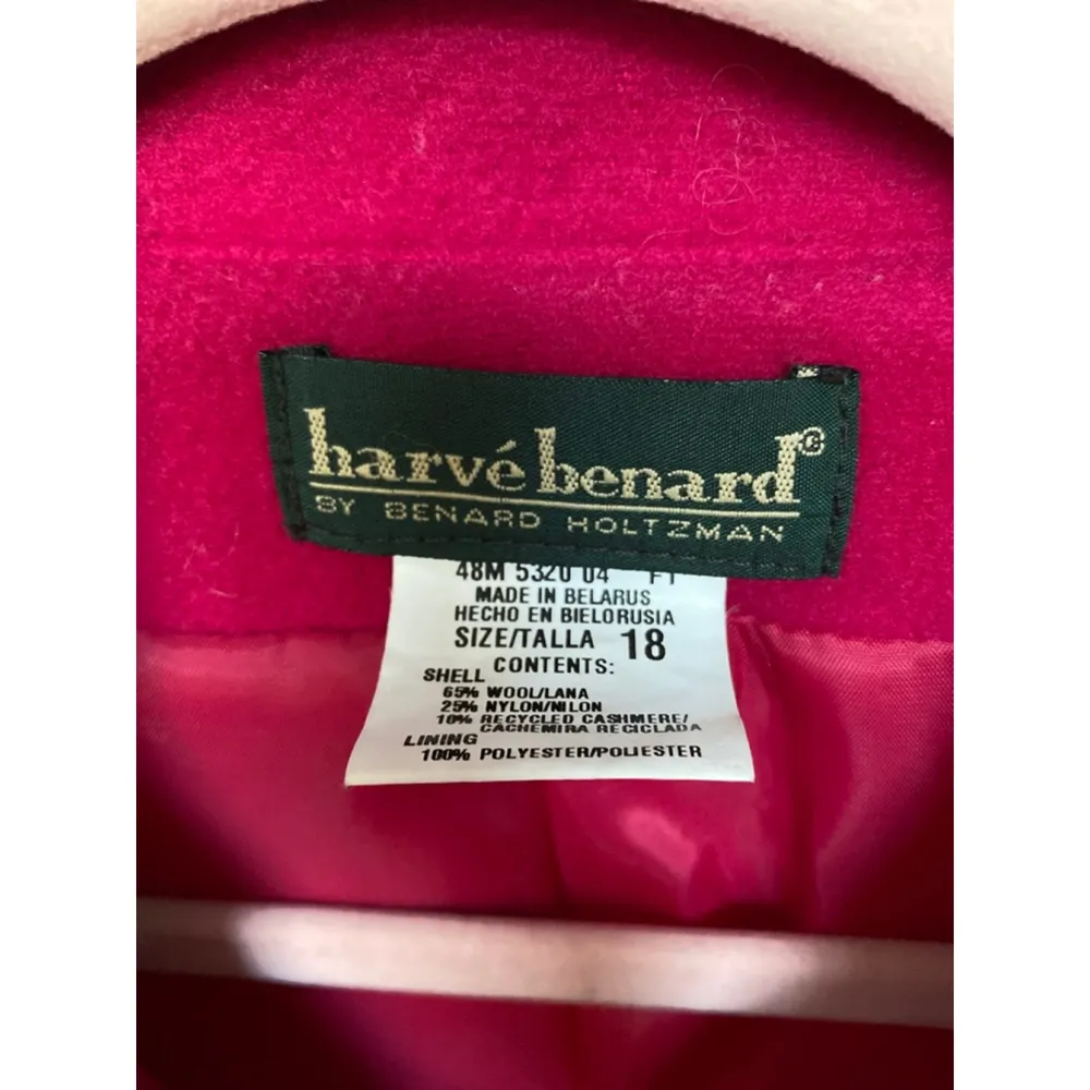 Harvé Benard Wool Cashmere Peacoat Fuchsia Winter Outerwear Classic Preppy Warm - Image 7